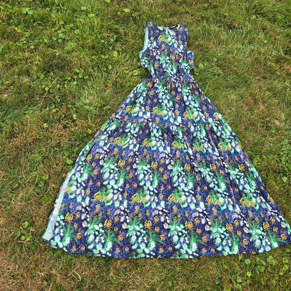 Desigual Maxi cut outs floral sleeveless dress women's size XS
